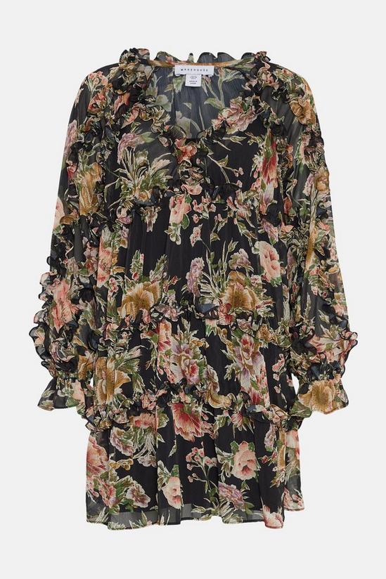Warehouse Floral Chiffon Ruffle Tiered Mini Dress 4