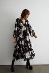 Warehouse Floral Pleated Double Tiered Midi Dress thumbnail 1