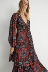Warehouse Floral Pleated Double Tiered Midi Dress thumbnail 2