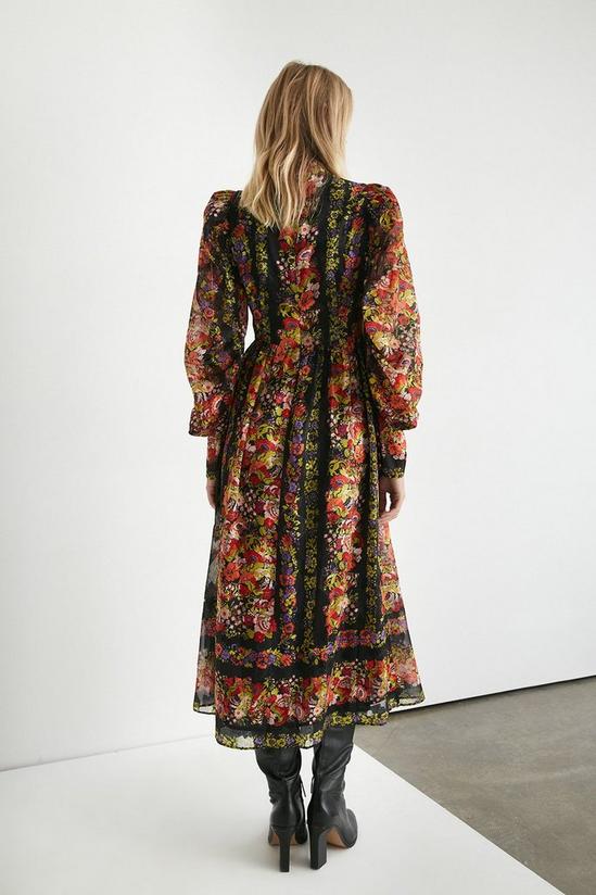 Warehouse Border Print Chiffon Jacquard Midi Dress 3