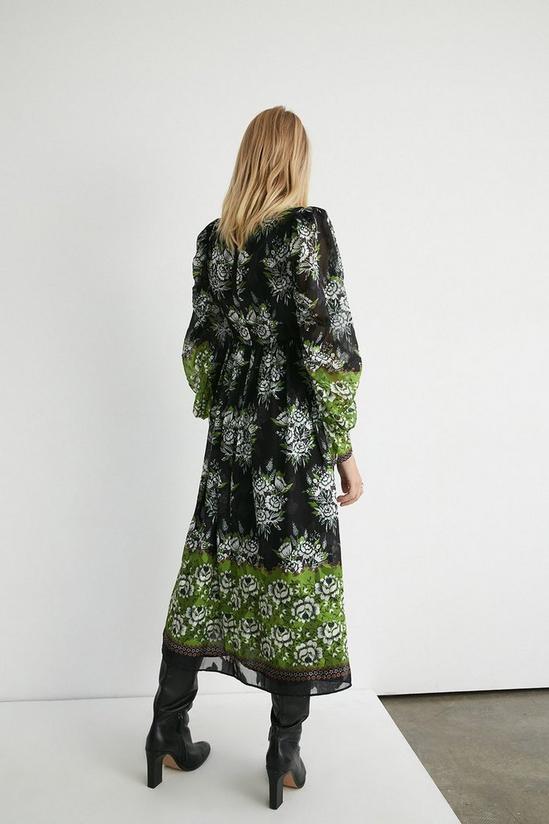 Warehouse Border Print Chiffon Jacquard Midi Dress 3