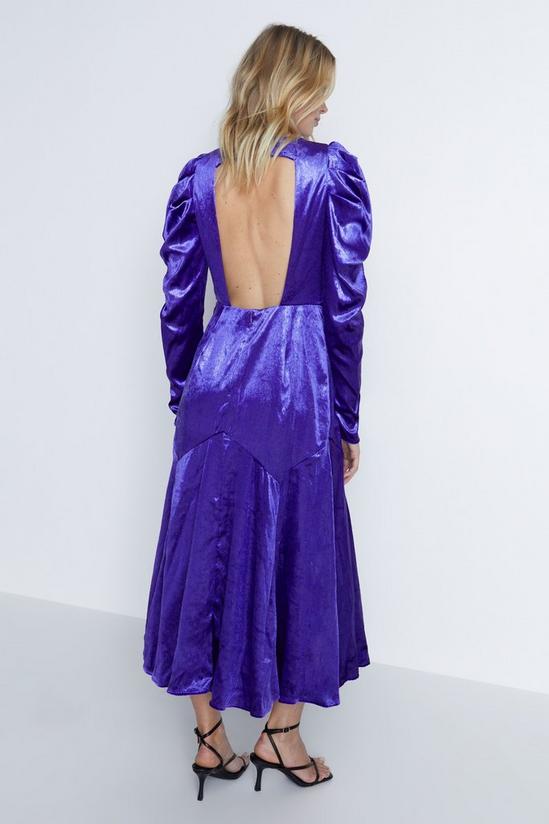 Warehouse Tinsel Velvet Volume Sleeve Midi Dress 3