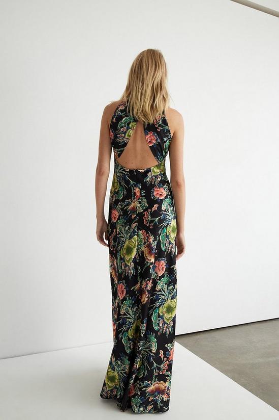 Warehouse Floral Satin Halter Neck Backless Maxi Dress 3