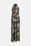 Warehouse Floral Satin Halter Neck Backless Maxi Dress thumbnail 4