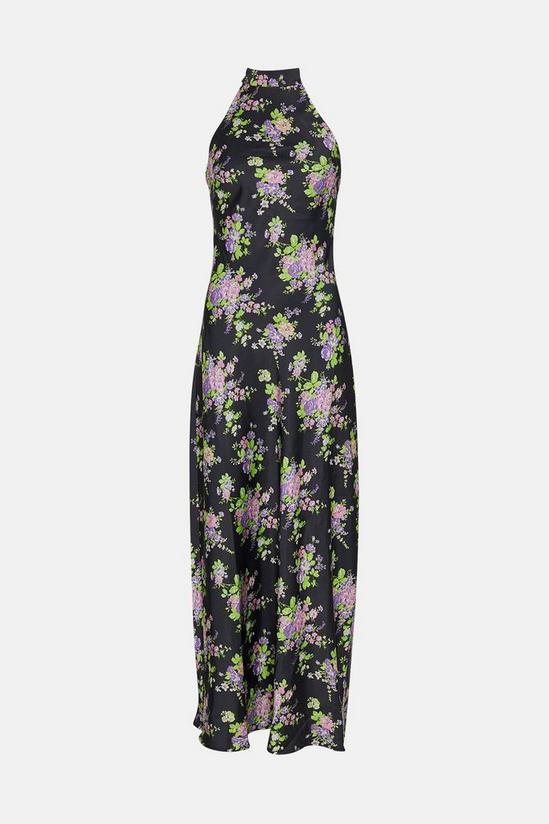 Warehouse Floral Satin Halter Backless Slip Dress 4