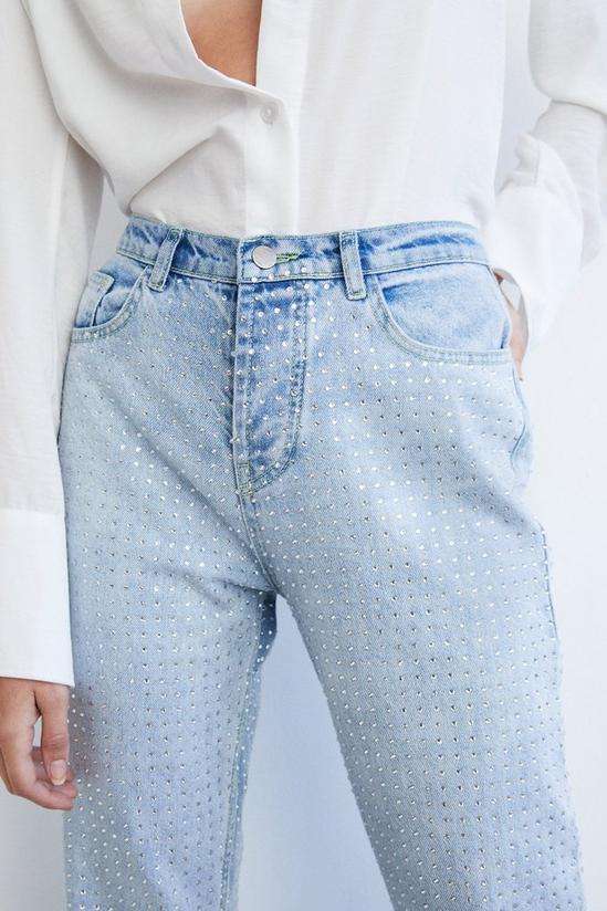 Warehouse Denim Diamante Embellished Straight Leg Jeans 2