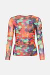 Warehouse Abstract Print All Over Ruched Mesh Top thumbnail 4