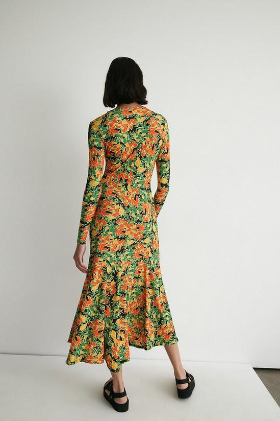 Warehouse Floral Ruched Seam Bias Cut Midi Dress 3