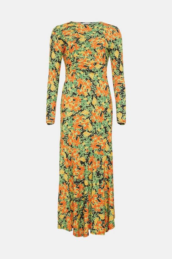 Warehouse Floral Ruched Seam Bias Cut Midi Dress 4