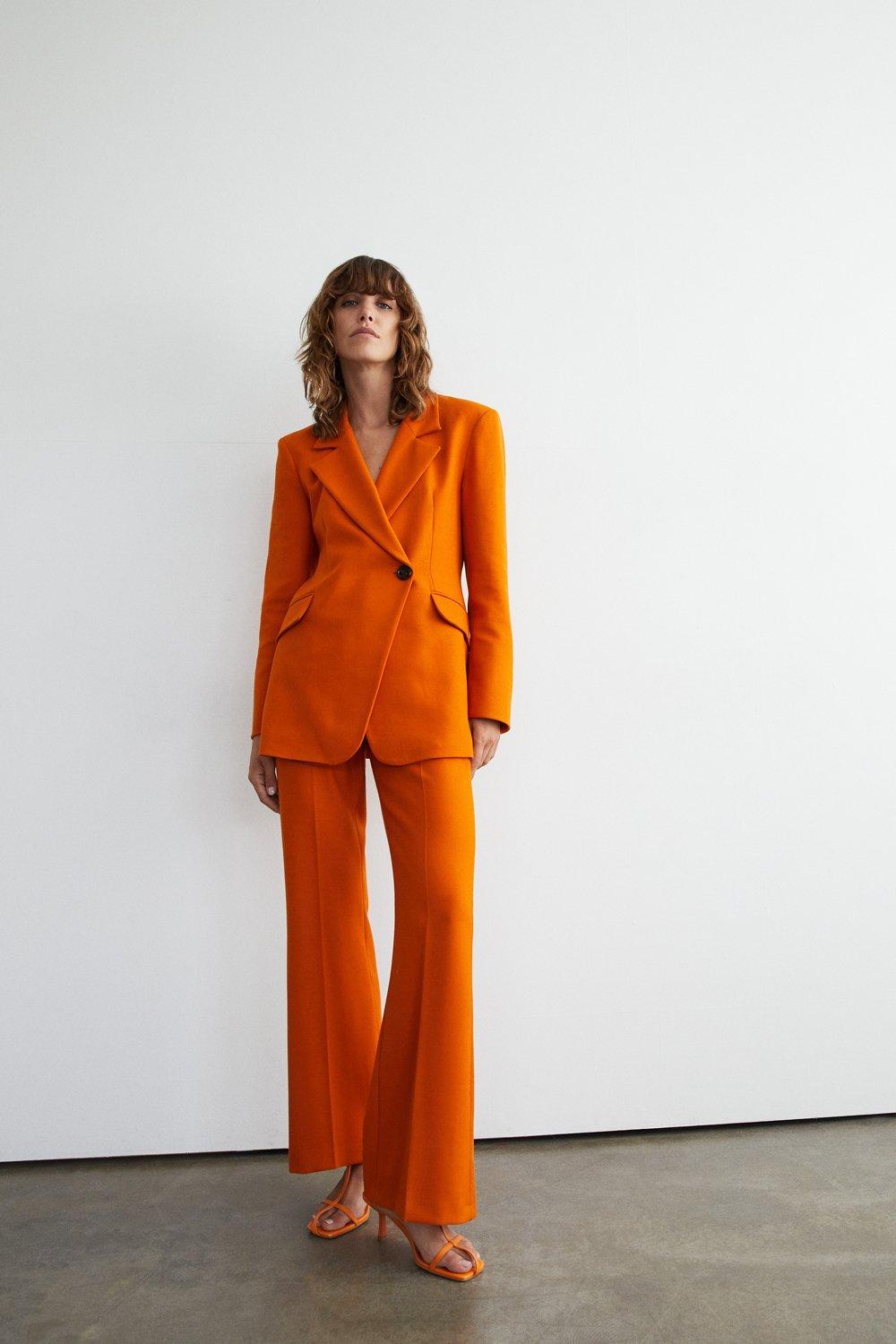 Womens Premium Slim Kick Flare Trouser - orange