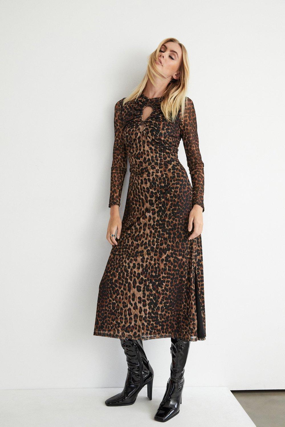 Warehouse leopard clearance print maxi dress