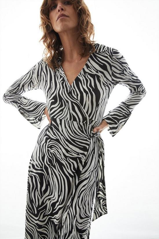 Warehouse Printed Zebra D-ring Wrap Midi Dress 1