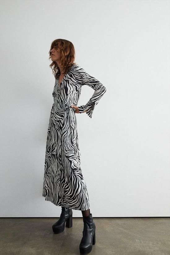 Warehouse Printed Zebra D-ring Wrap Midi Dress 2