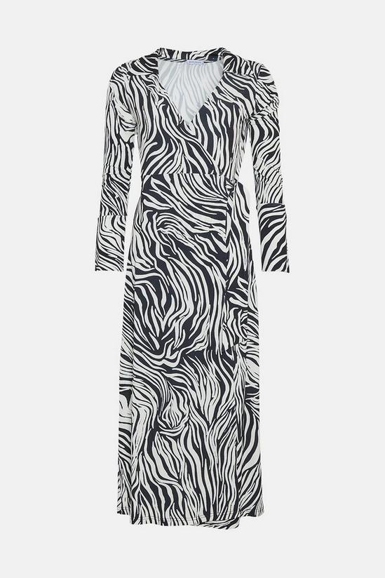 Warehouse Printed Zebra D-ring Wrap Midi Dress 4