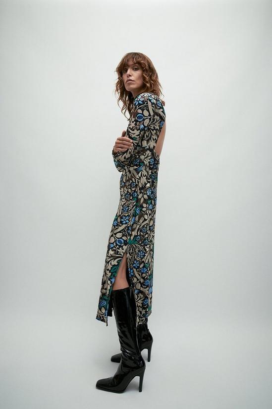 Warehouse WH x William Morris Society Devore Cut Out Back Maxi Dress 5