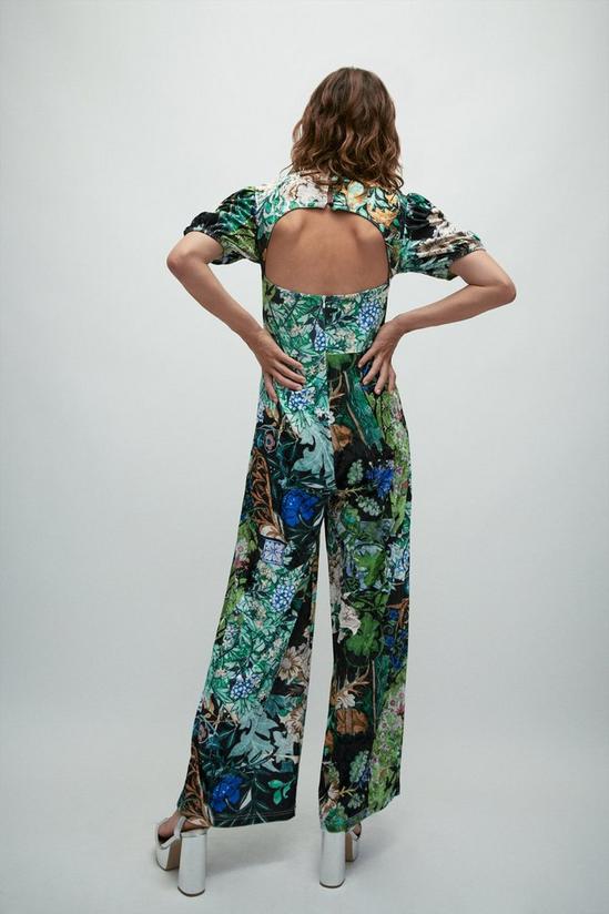 Warehouse WH x William Morris Society Printed Velvet Cut Out Jumpsuit 3