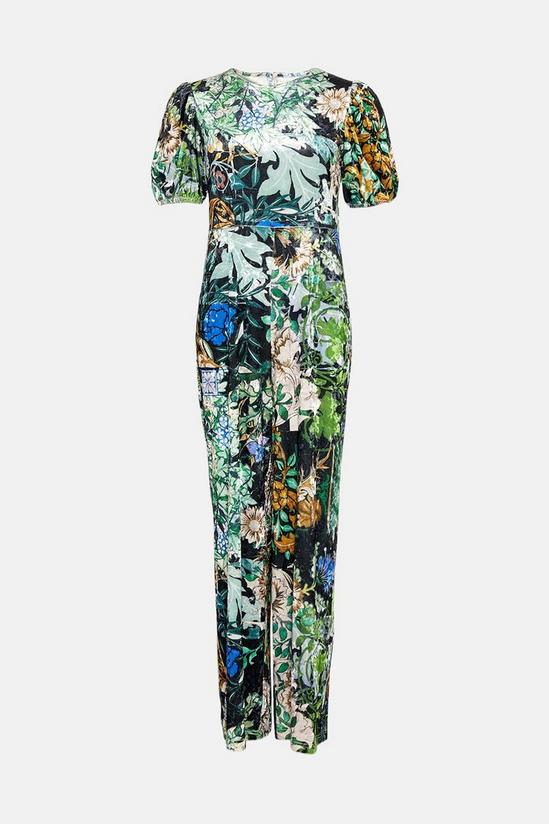 Warehouse WH x William Morris Society Printed Velvet Cut Out Jumpsuit 4