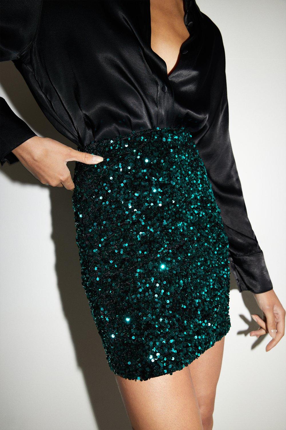 Green glitter skirt on sale warehouse