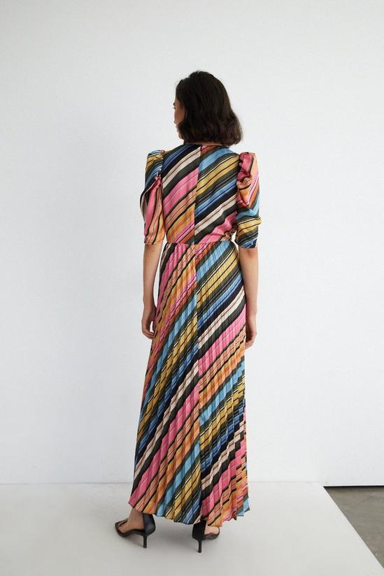 Warehouse Stripe V Neck Pleated Maxi Dress 3