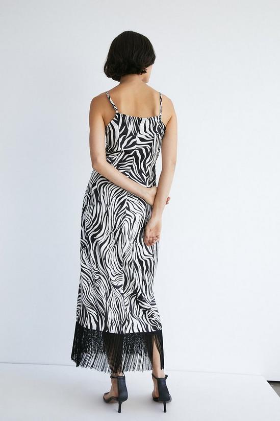 Warehouse Zebra Print Strappy Fringing Midi Dress 3