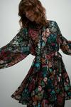 Warehouse WH x William Morris Society Tie Neck Belted Mini Dress thumbnail 1