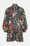 Warehouse WH x William Morris Society Tie Neck Belted Mini Dress thumbnail 4