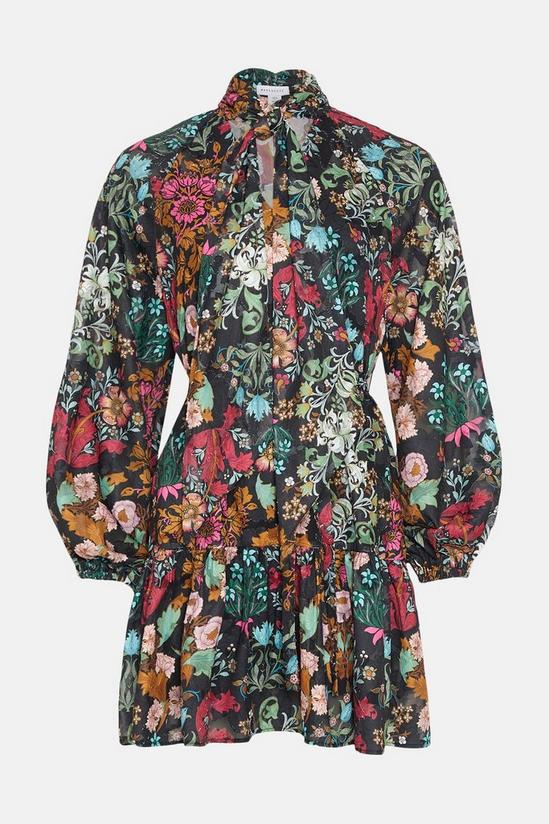 Warehouse WH x William Morris Society Tie Neck Belted Mini Dress 4