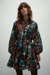 Warehouse WH x William Morris Society Tie Neck Belted Mini Dress thumbnail 5