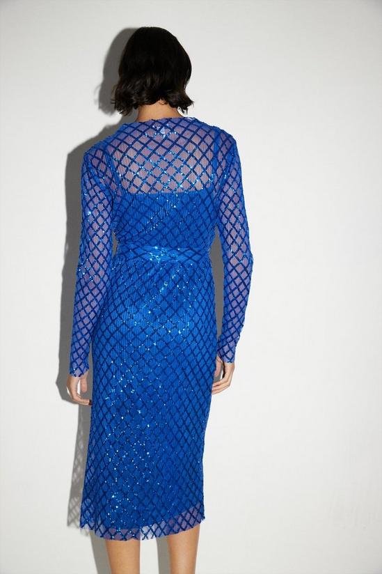 Warehouse Petite Diamond Sequin Mesh Midi Dress 3