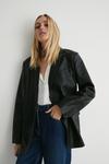 Warehouse Real Leather Double Breasted Relaxed Blazer thumbnail 1