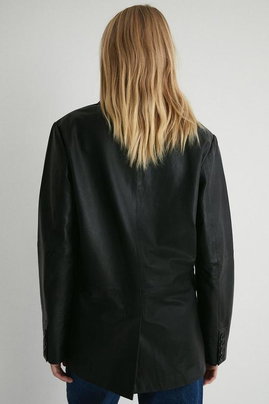 Warehouse Real Leather Double Breasted Relaxed Blazer 3