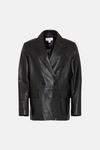 Warehouse Real Leather Double Breasted Relaxed Blazer thumbnail 4