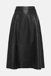 Warehouse Real Leather Seam Detail Midi Skirt thumbnail 4