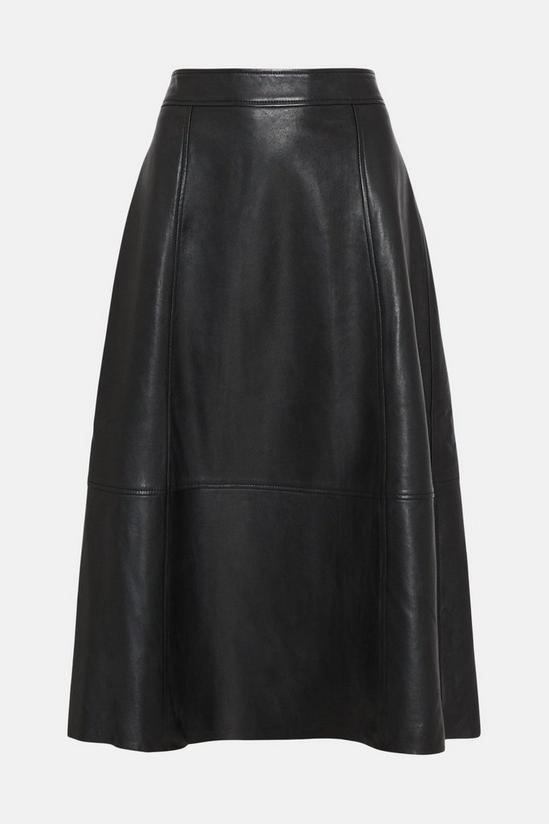 Warehouse Real Leather Seam Detail Midi Skirt 4