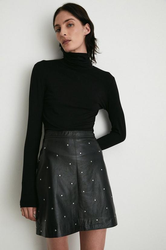 Warehouse Real Leather Studded Pelmet Skirt 1