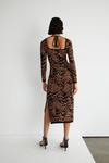 Warehouse Metallic Leopard Jacquard Knit Midi Dress thumbnail 3