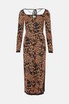 Warehouse Metallic Leopard Jacquard Knit Midi Dress thumbnail 4
