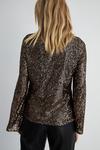 Warehouse Drapey Sequin Flare Sleeve Funnel Neck Top thumbnail 3