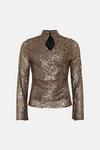 Warehouse Drapey Sequin Flare Sleeve Funnel Neck Top thumbnail 4