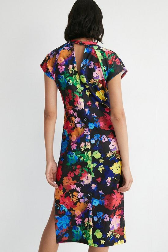 Warehouse Floral Twist Neck Jersey Crepe Midi Dress 3