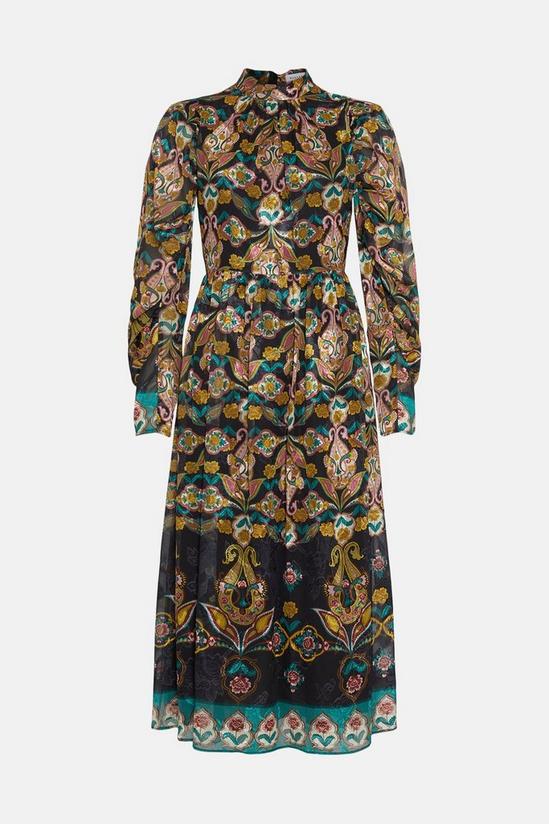 Warehouse Border Print Chiffon Jacquard Midi Dress 4