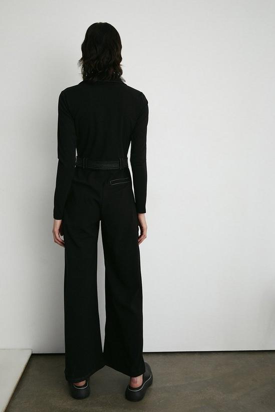 Warehouse Petite Topstitch Jersey Crepe Belted Jumpsuit 3