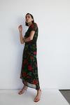 Warehouse Floral Mesh Ruched Drop Tiered Midi Dress thumbnail 1