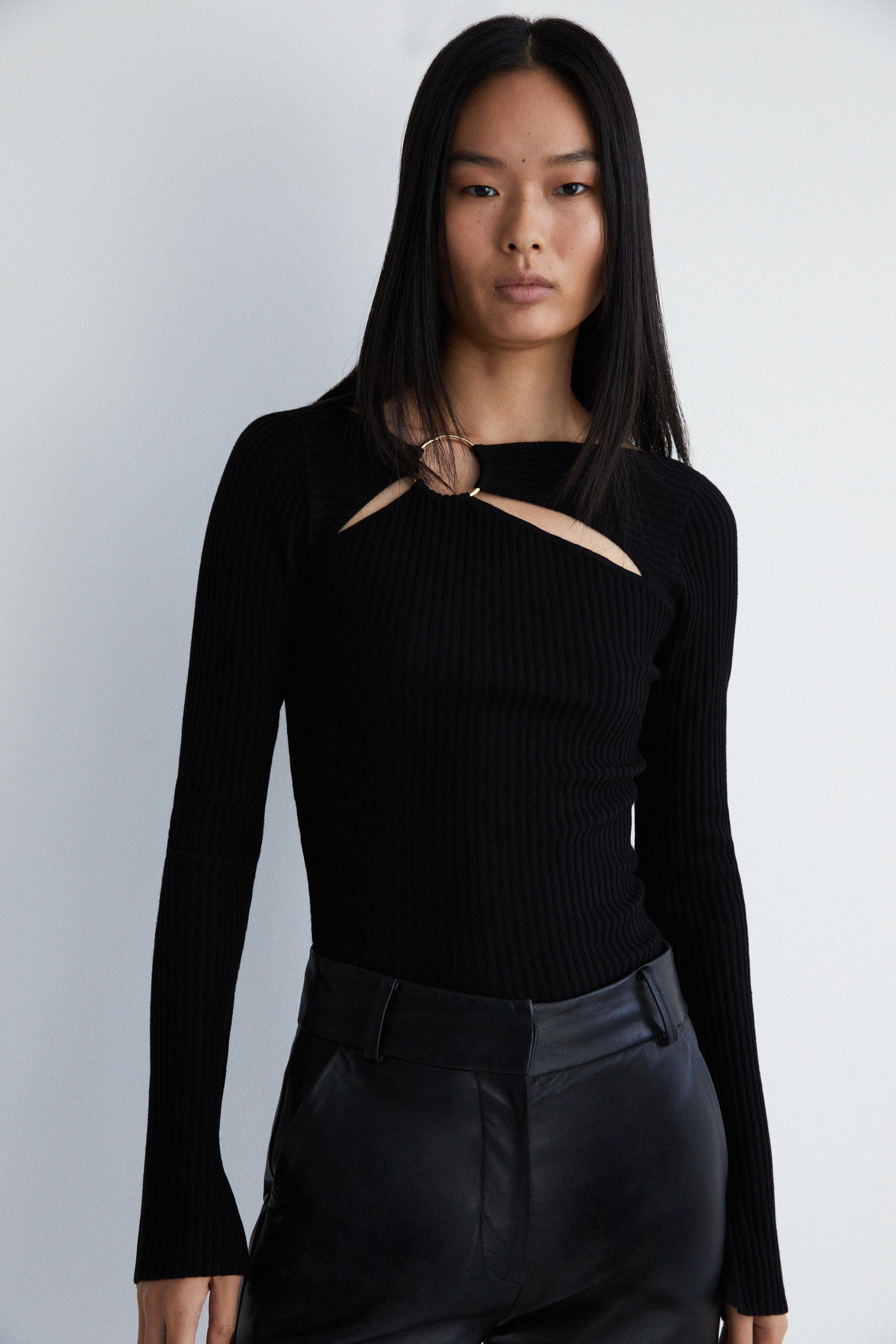 Jumpers & Cardigans | Ring Detail Cut Out Knit Top | Warehouse