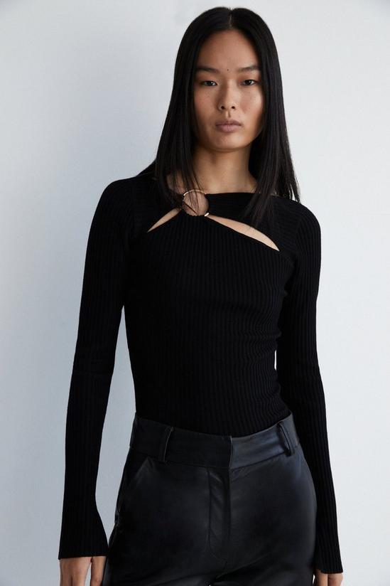 Warehouse Ring Detail Cut Out Knit Top 1