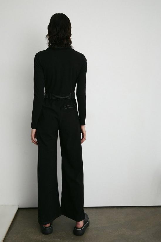 Warehouse Topstitch Jersey Crepe Belted Jumpsuit 3