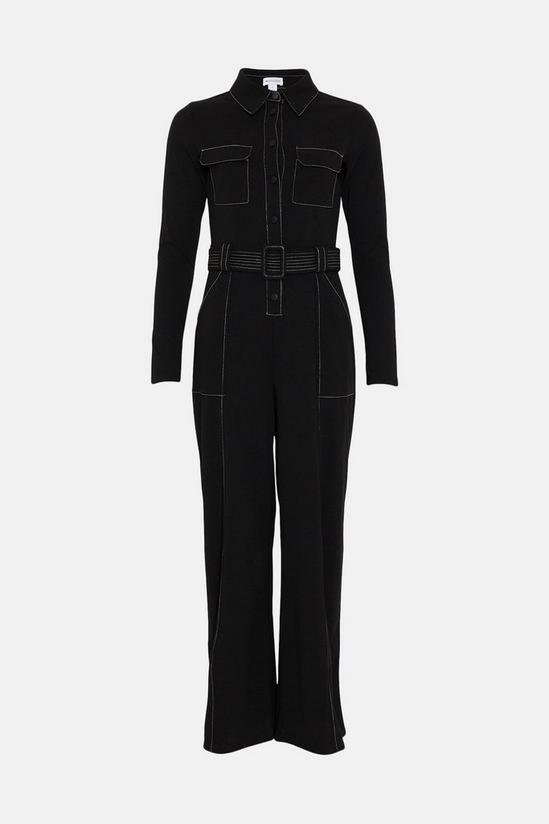 Warehouse Topstitch Jersey Crepe Belted Jumpsuit 4