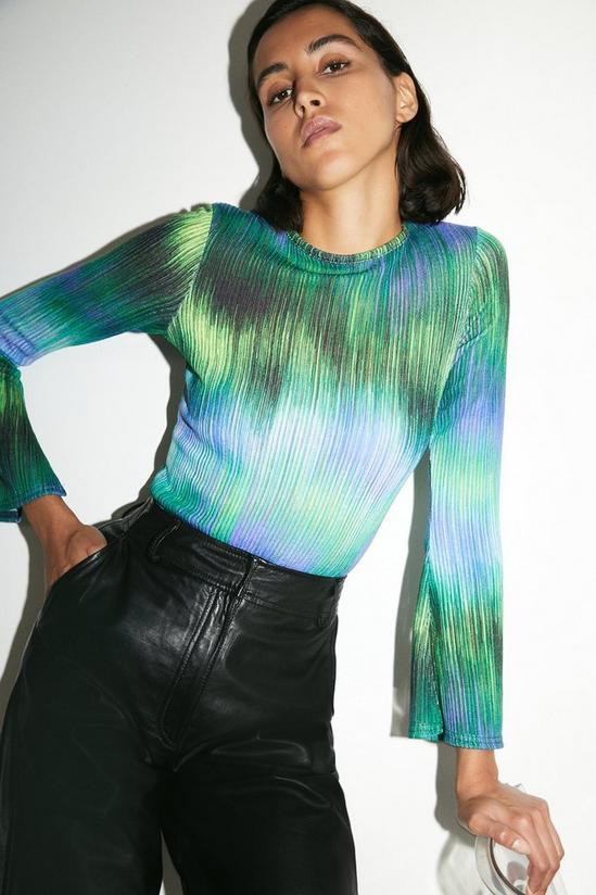 Warehouse Ombre Pointelle Rib Flare Sleeve Top 2