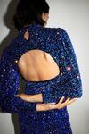 Warehouse Velvet Iridescent Sequin Cut Out Back Mini Dress thumbnail 2
