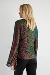 Warehouse Drapey Iridescent Sequin Flare Sleeve Funnel Neck Top thumbnail 3